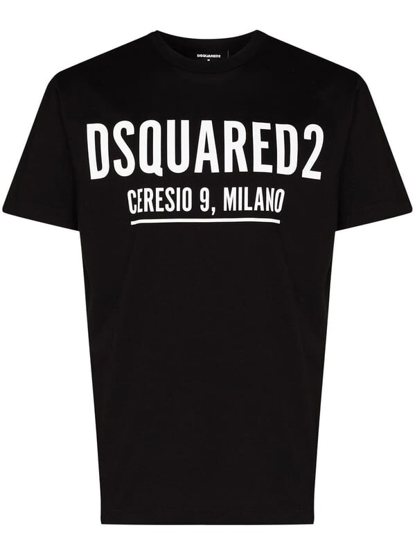 

Крутая футболка Ceresio9 с принтом логотипа Dsquared2, черный
