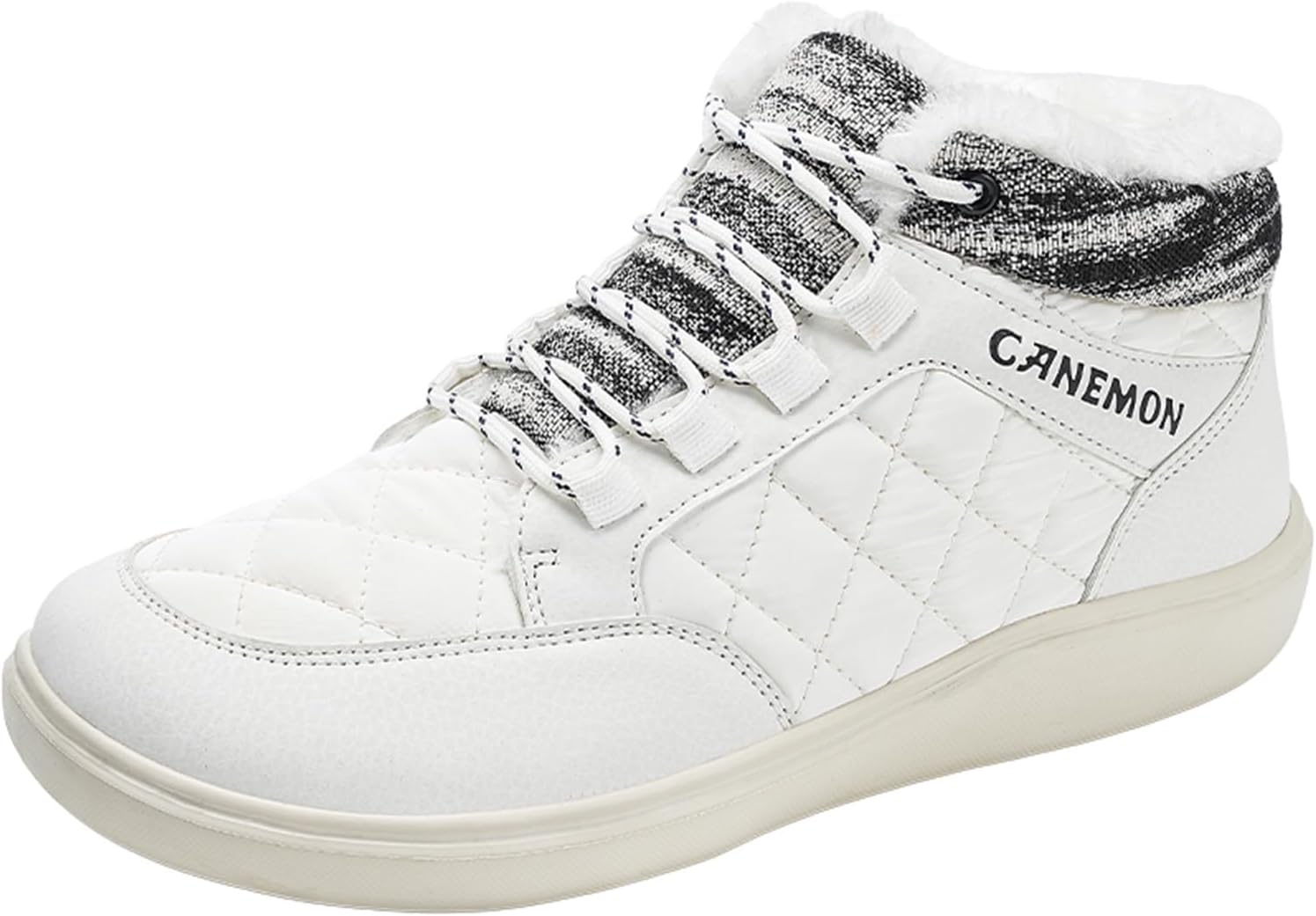 

TANGYUGEN Мужские и женские зимние снежные ботинки с широкой колодкой, теплые походные ботинки, противоскользящие ботильоны с меховой подкладкой, легкие повседневные водоотталкивающие, белый