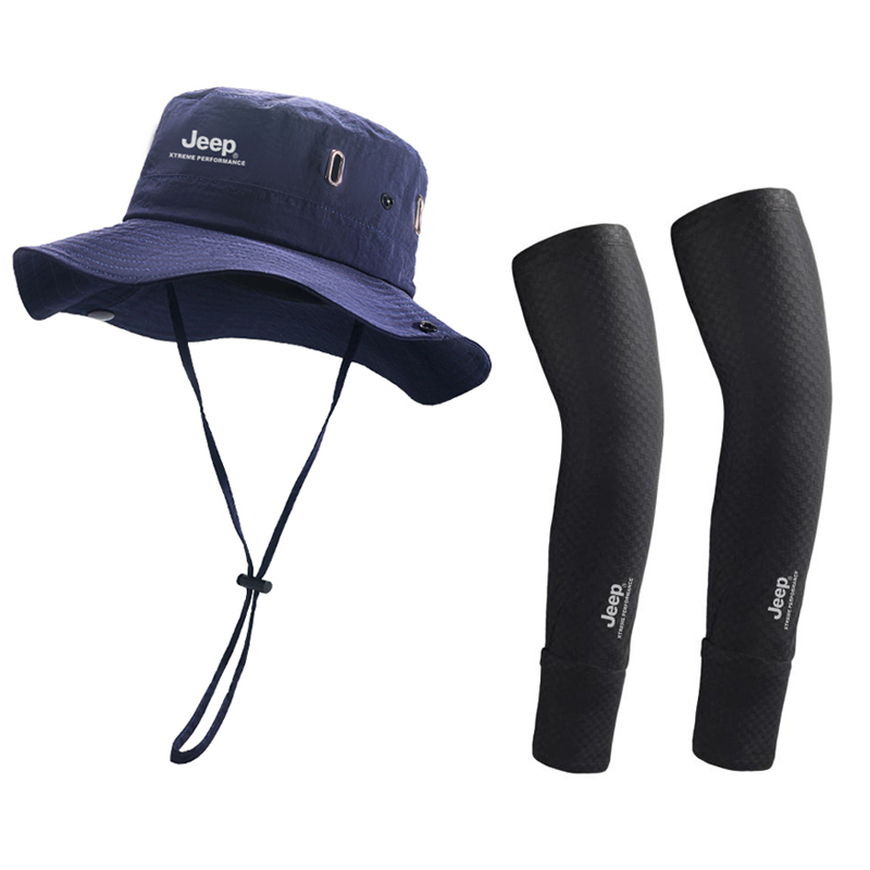 

Jeep Унисекс шапка от солнца из полиэстера, Navy Blue Two-Piece Set (Hats & Caps+Cooling Arm Sleeves)