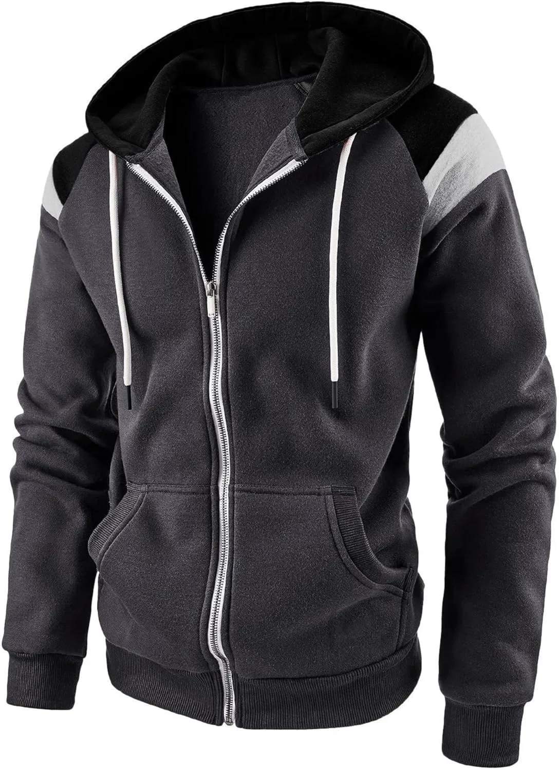 

Мужская худи с молнией и цветными блоками Slim Fit