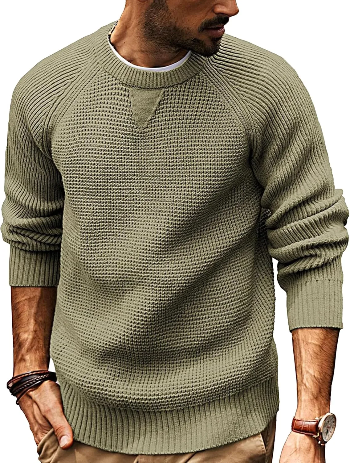 

Мужской свитер с воротником и вафельной текстурой Slim Fit