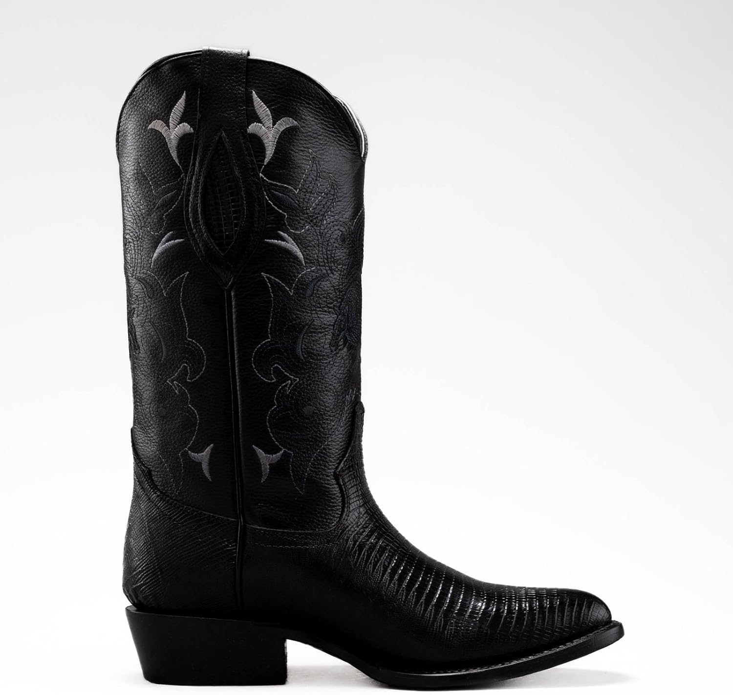 Ботинки Joe Boots 913 из экзотической кожи ящерицы с классическим носком J, вышитым голенищем, кожаной подошвой, каблук 4 см с резиновой накладкой Joe Exclusive, черный — фото 2