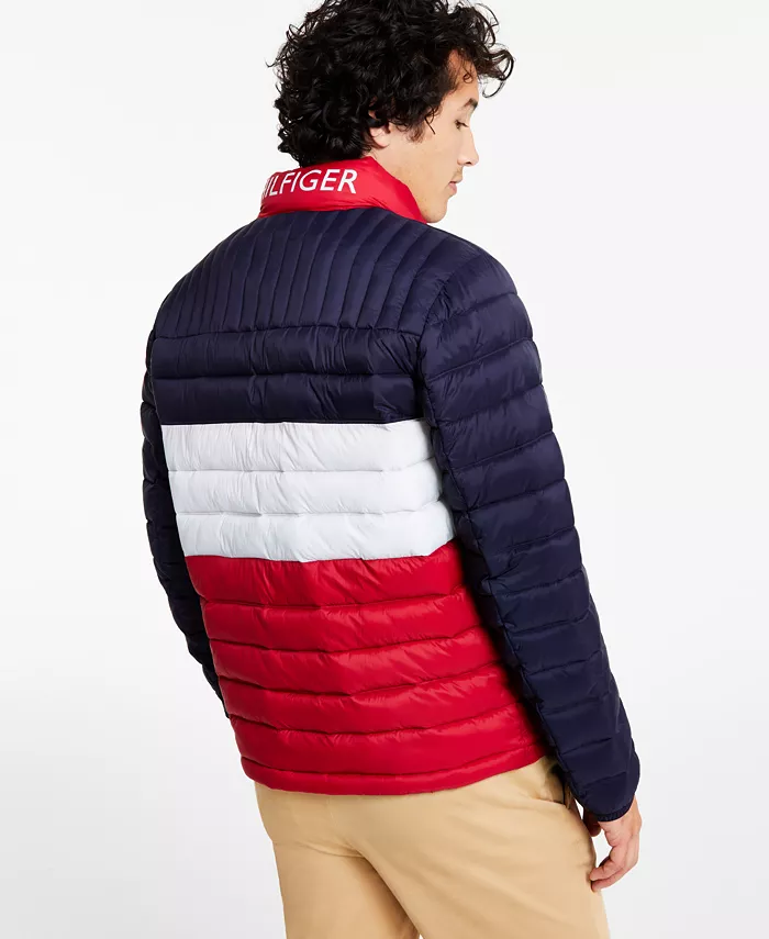Мужская складная стеганая пуховая куртка Tommy Hilfiger, синий — фото 2