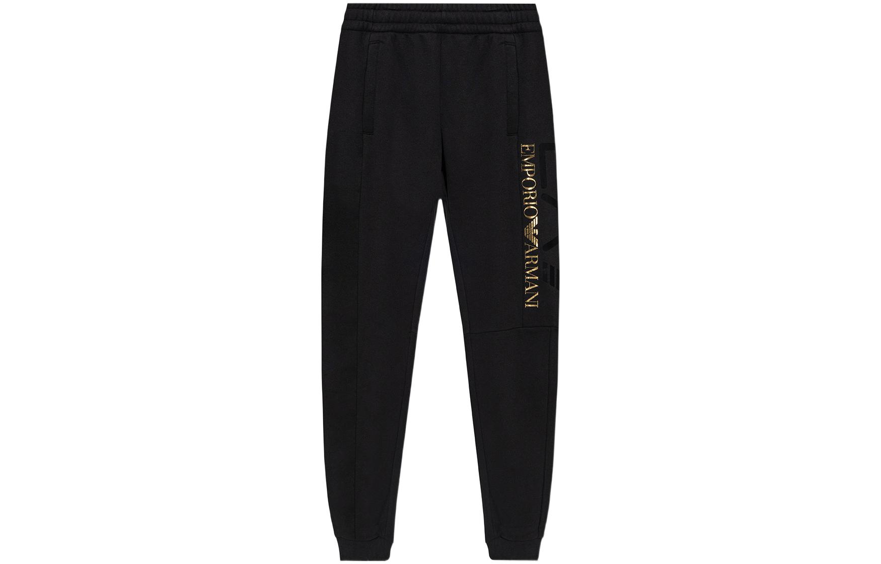 

Трикотажные спортивные брюки мужские черные с золотом EMPORIO ARMANI