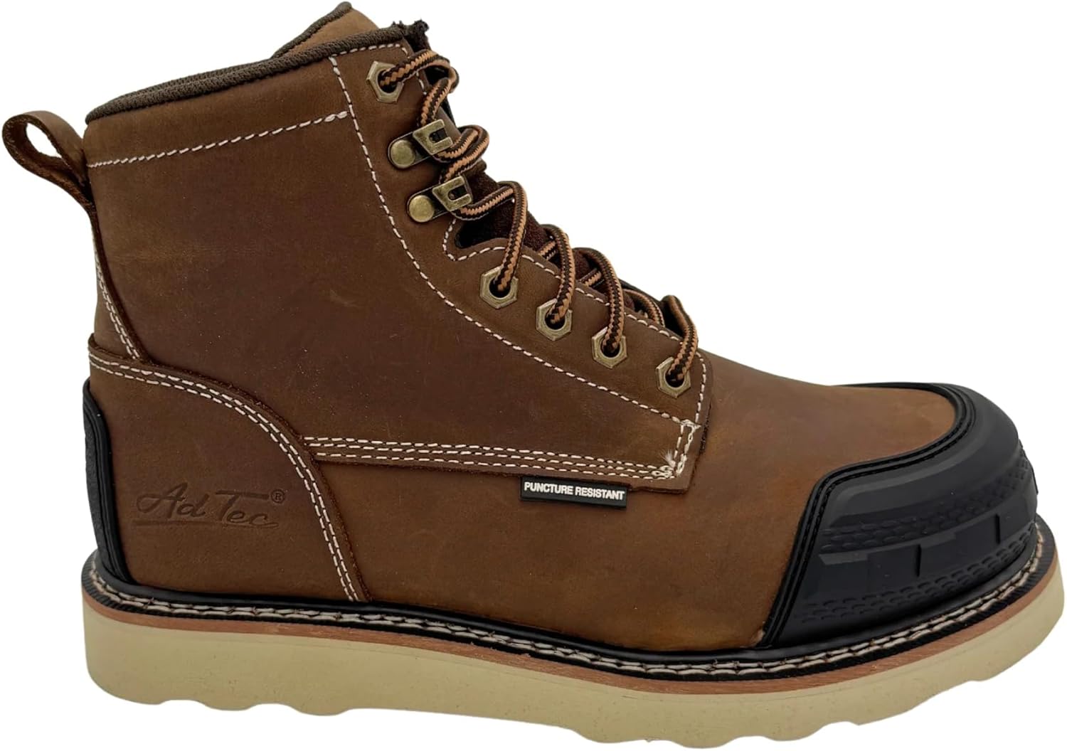 Ботинки Ad Tec Men’s Guardian 6 с мягким носком - 9270, сертифицированы по ASTM F3445-21(SR), F2892-18 (EH), пробоудерживающие (PR), из кожи полного зерна, с резиновыми защитными накладками, коричневый — фото 4