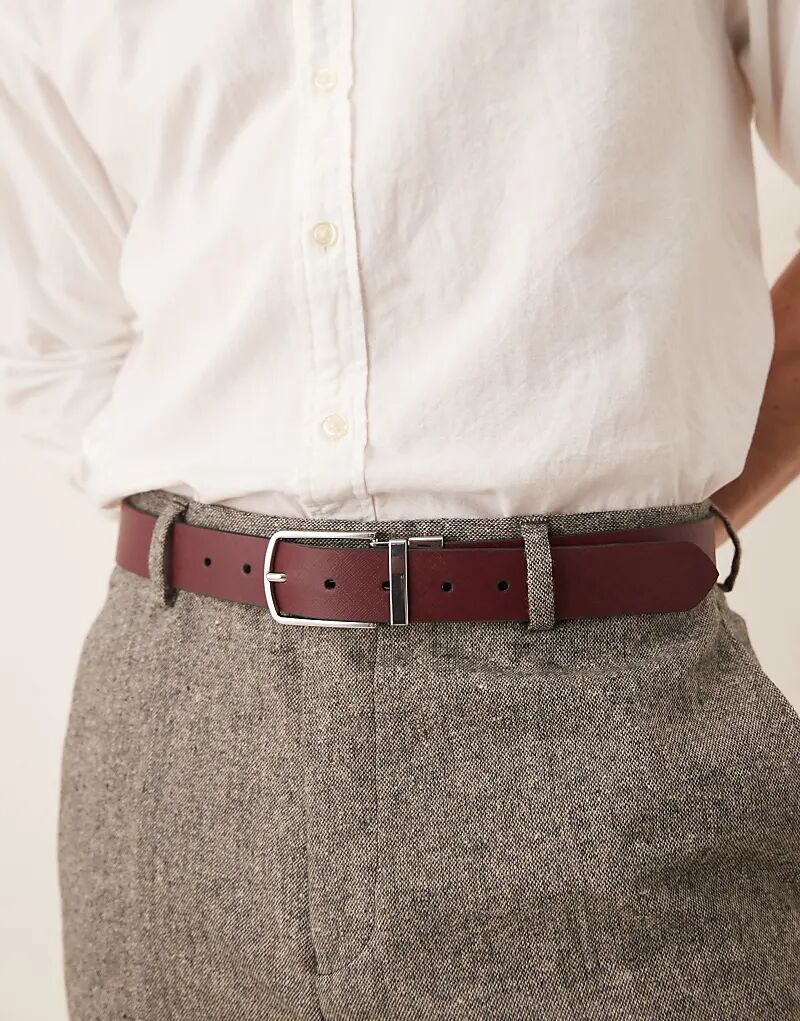 

Двусторонний ремень из сафьяновой кожи ASOS DESIGN черного и бордового цветов