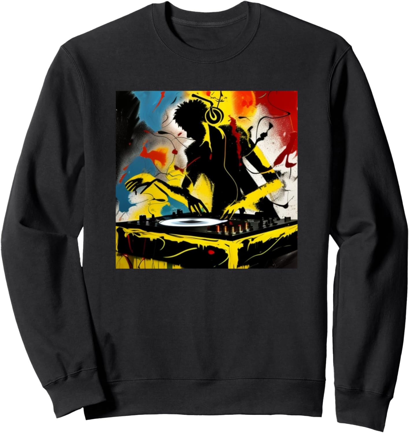 

Диджей, жокей, силуэт диджея, красочный проигрыватель, музыка, музыкант, толстовка Dj - Turntable Discjockey Men Women Kids Boys Gift, черный