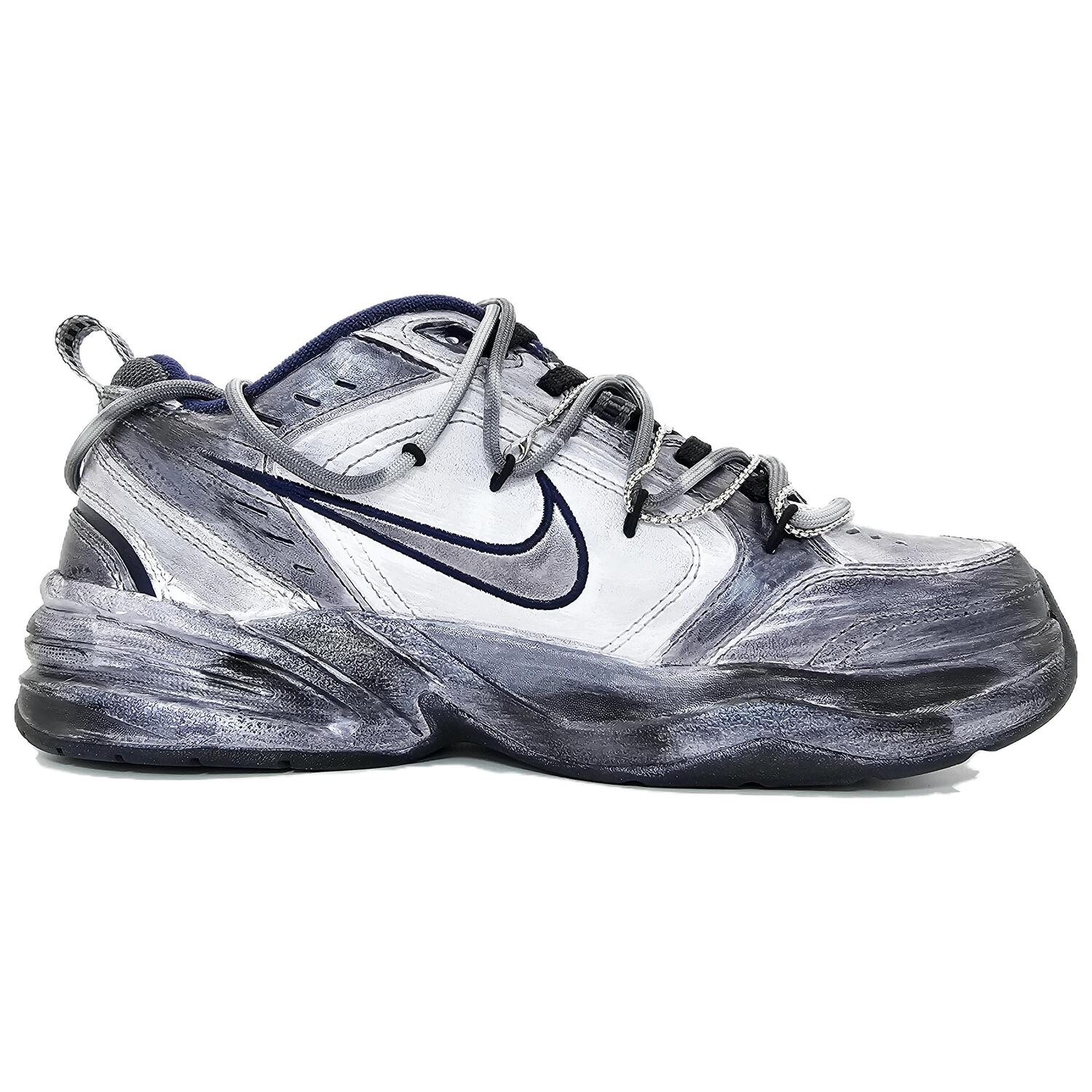 Nike Air Monarch 4 массивные кроссовки унисекс низкие серебристые с титановым покрытием, цвет Plated Titanium Silver — фото 2