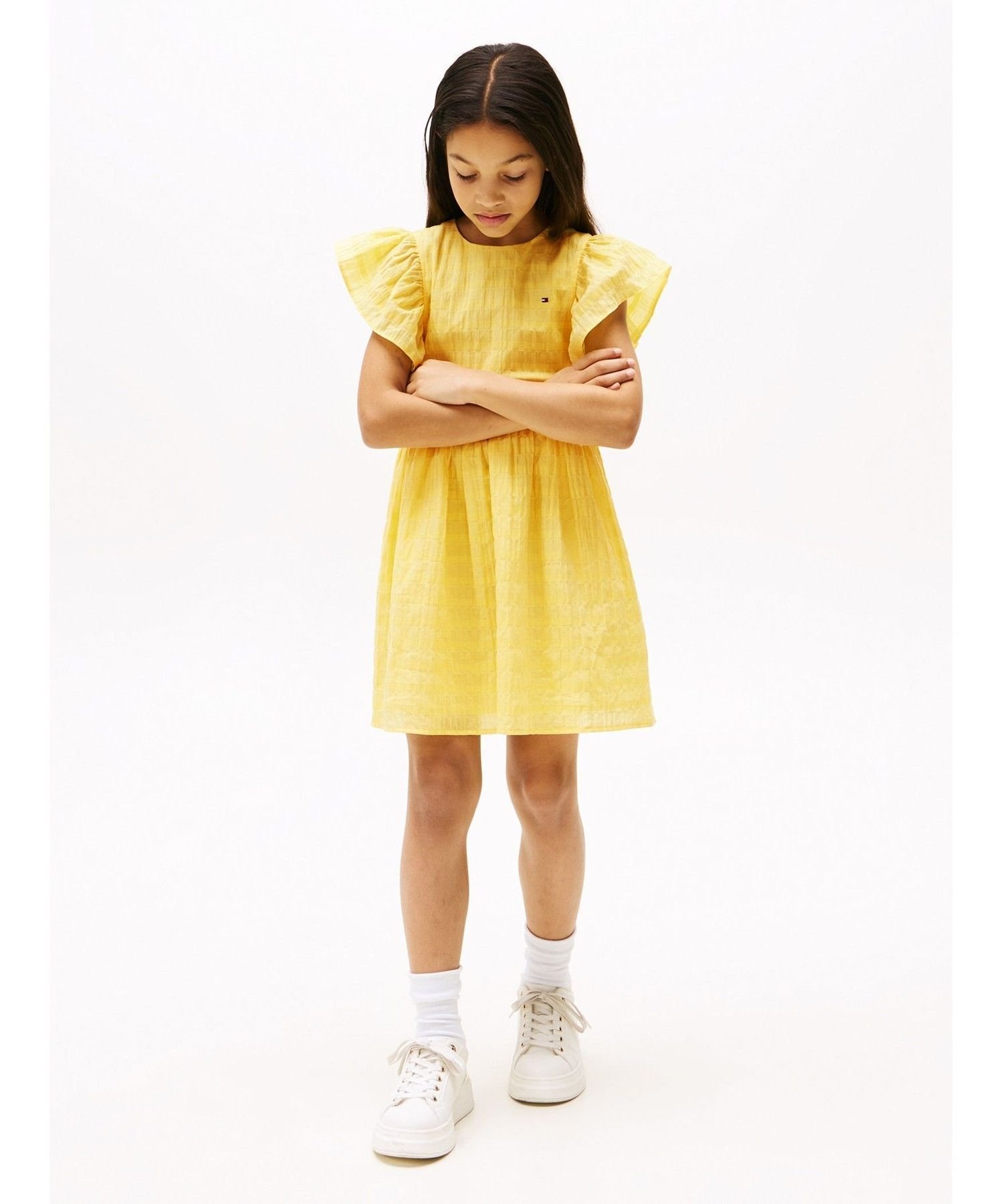 ДЕВОЧКИ Платье из фактурного хлопка TOMMY HILFIGER, Yellow ZF0