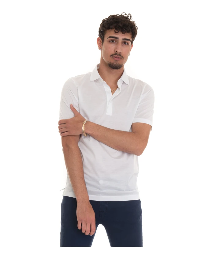 

Хлопковая рубашка-поло с планкой на пуговицах Gran Sasso, белый