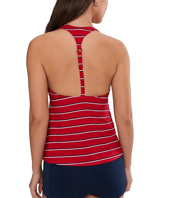 Купальник раздельный Nike Preppy Pinstripe Square Neck Tankini, Gym Red — фото 4