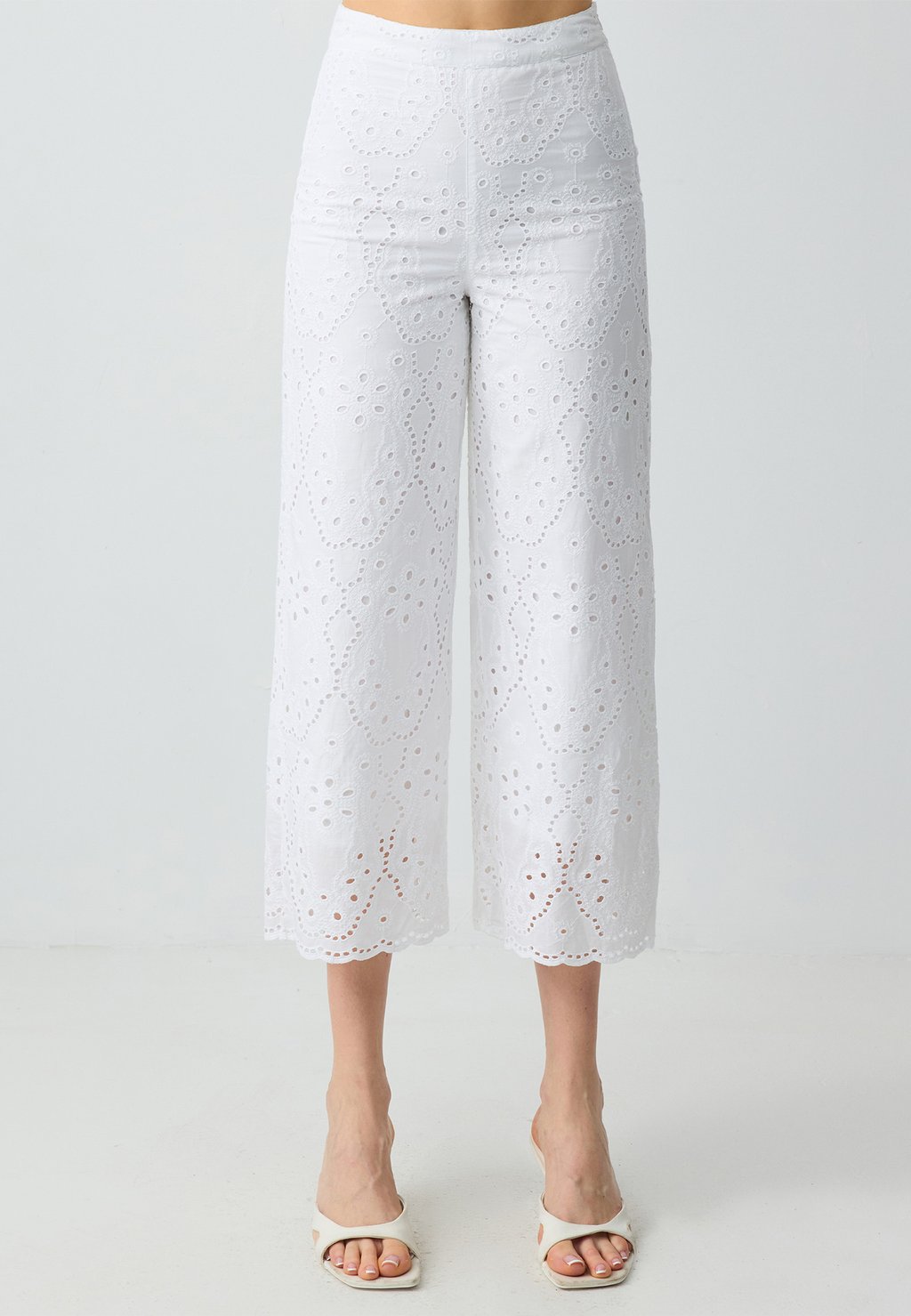 

Брюки RELAXED FIT HIGH WAIST WIDE LEG OPENWORK Jimmy Key, белый
