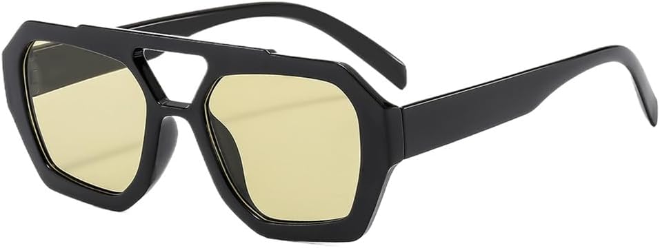 

Ретро-солнцезащитные очки большого размера для женщин и мужчин — конструкция с двойной перемычкой и защитой от УФ-излучения UV400 — идеально подходят для путешествий и активного отдыха на природе DSVIGF, Black Light Green