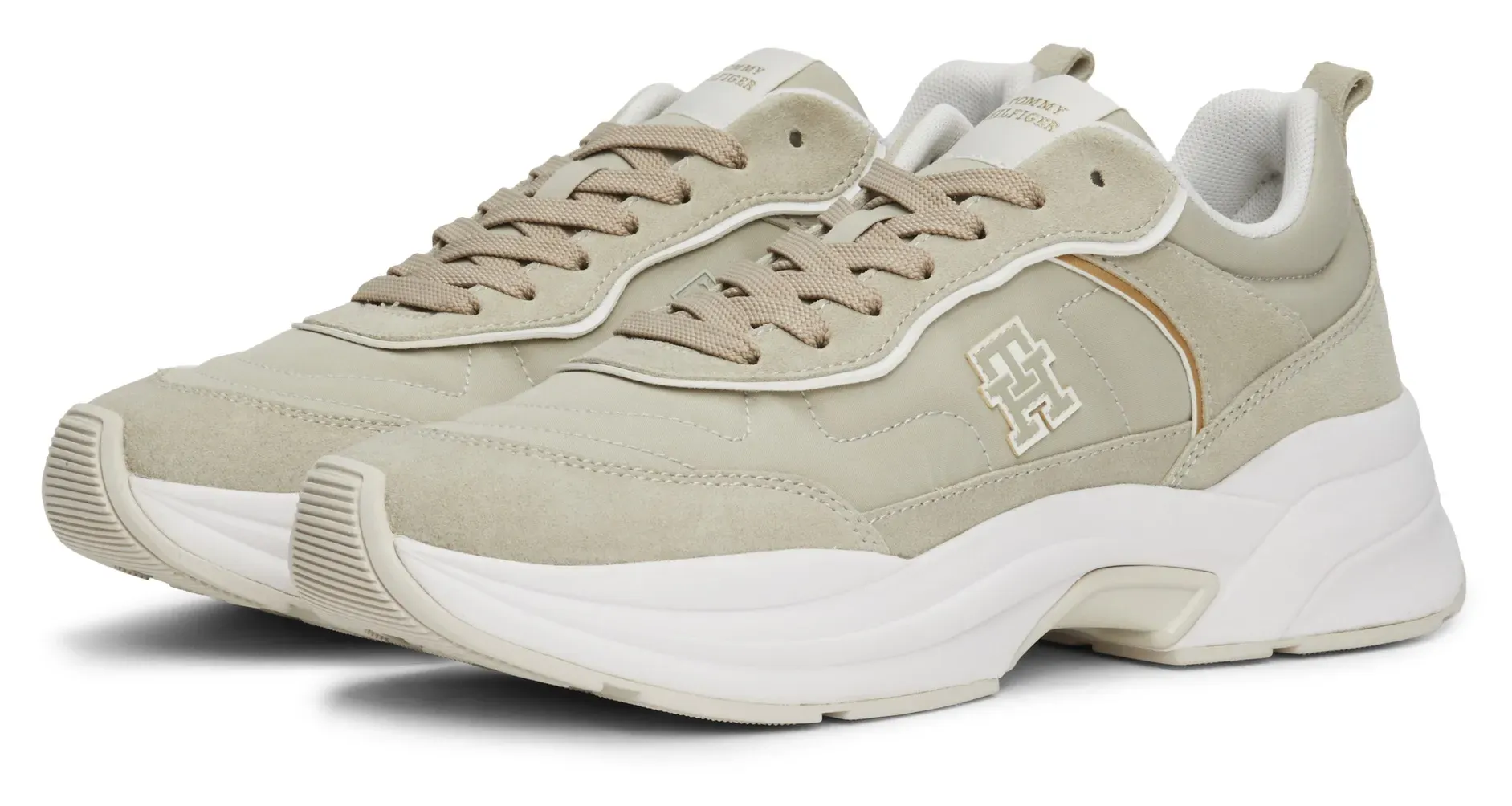 

Кроссовки на платформе Tommy Hilfiger "CHUNKY RUNNER VENTILE", повседневная обувь, полуботинки, туфли на шнуровке с монограммой TH, бежевый