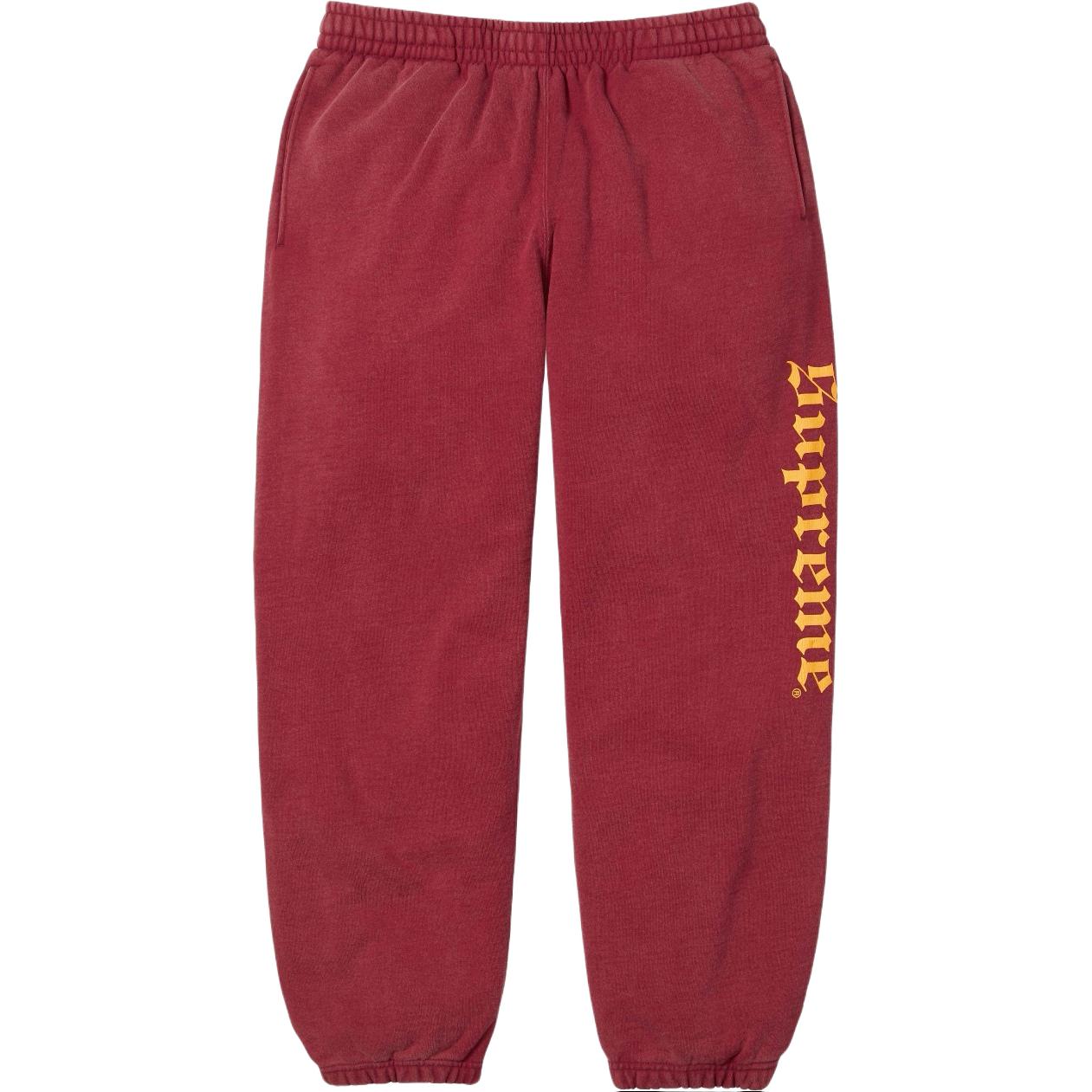 

Неделя 14 Выстиранные спортивные штаны в староанглийском стиле Вязаные спортивные штаны унисекс Supreme, красный/красный