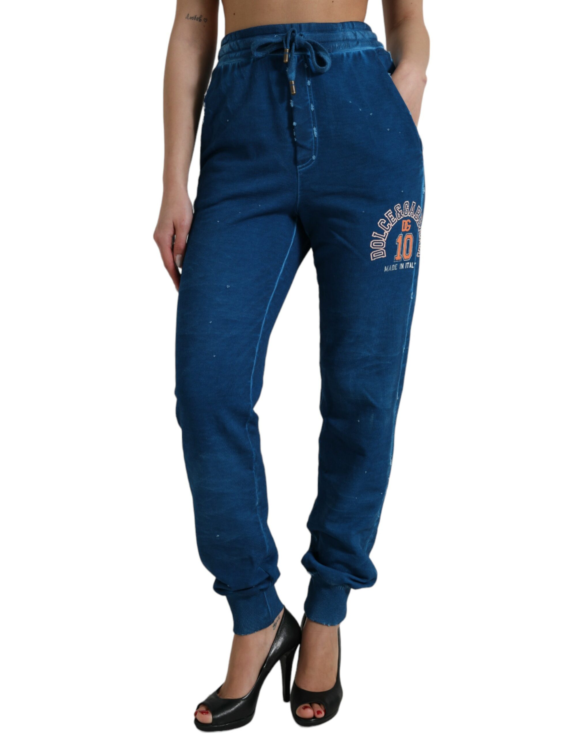 

Спортивные брюки Jogger из хлопка с посадкой повыше Dolce & Gabbana, синий