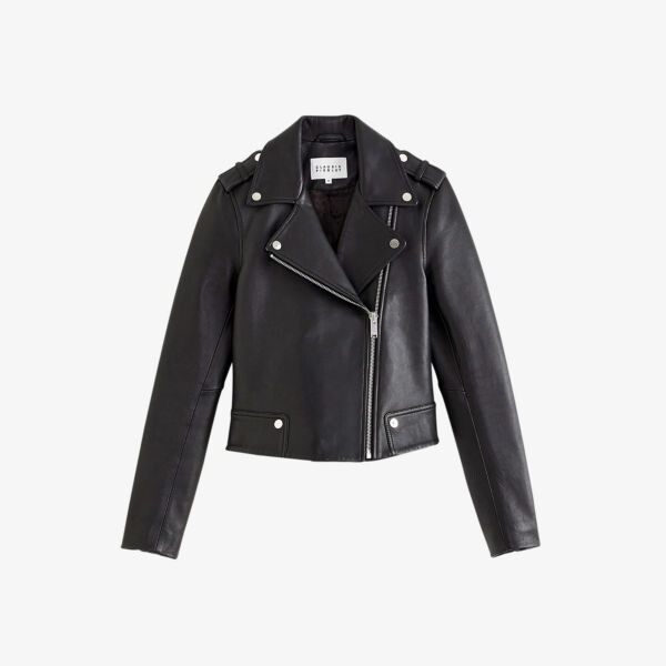 

Кожаная куртка с байкерским воротником Claudie Pierlot, черный