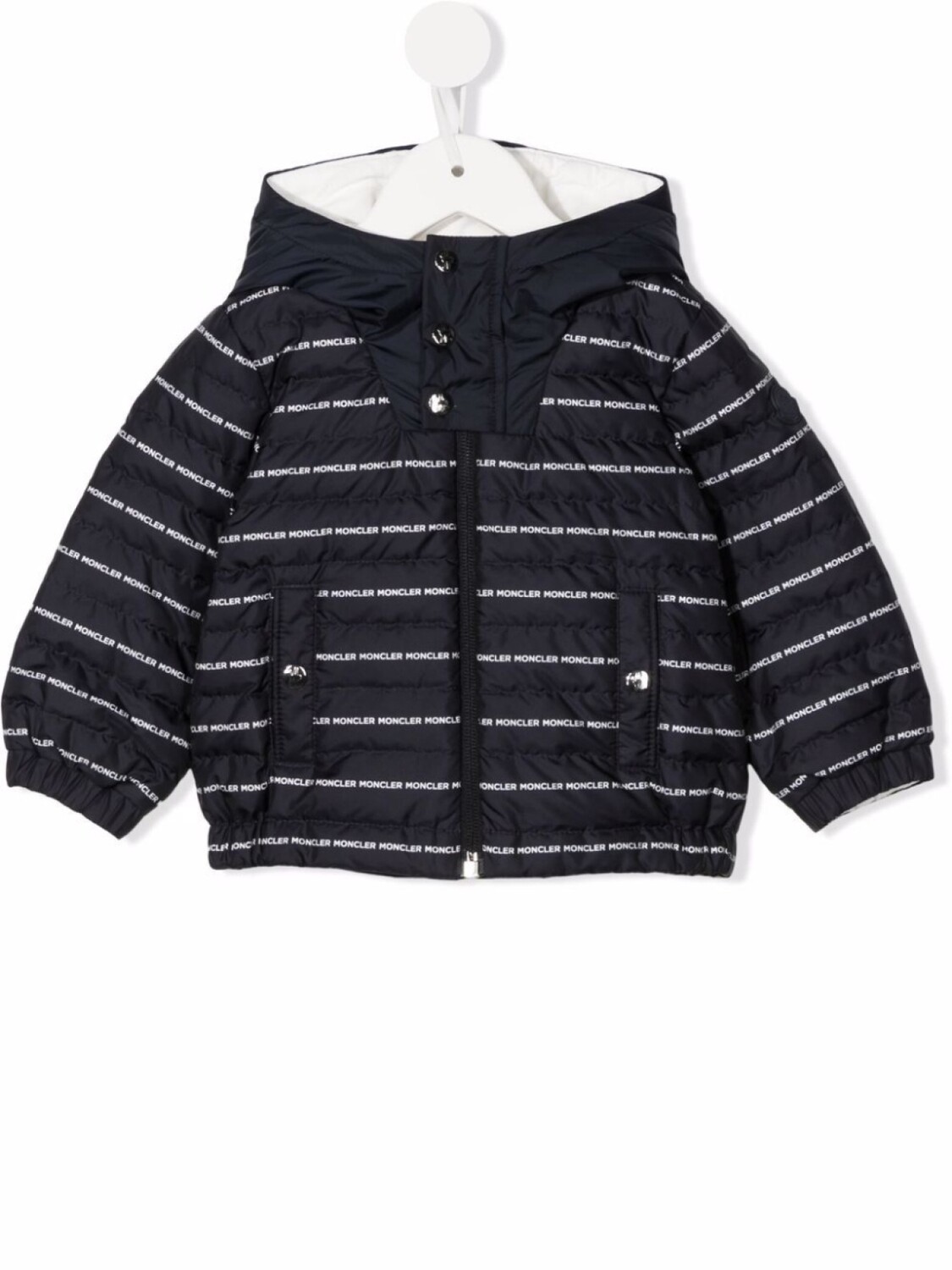 

Стеганая куртка с капюшоном и логотипом Moncler Enfant, синий