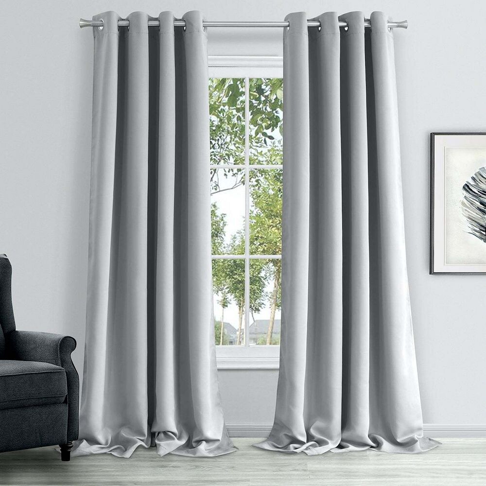 

Одностворчатая занавесочная панель Dainty Home Hamden Solid со 100% затемнением с теплоизоляцией и люверсами, цвет Silver