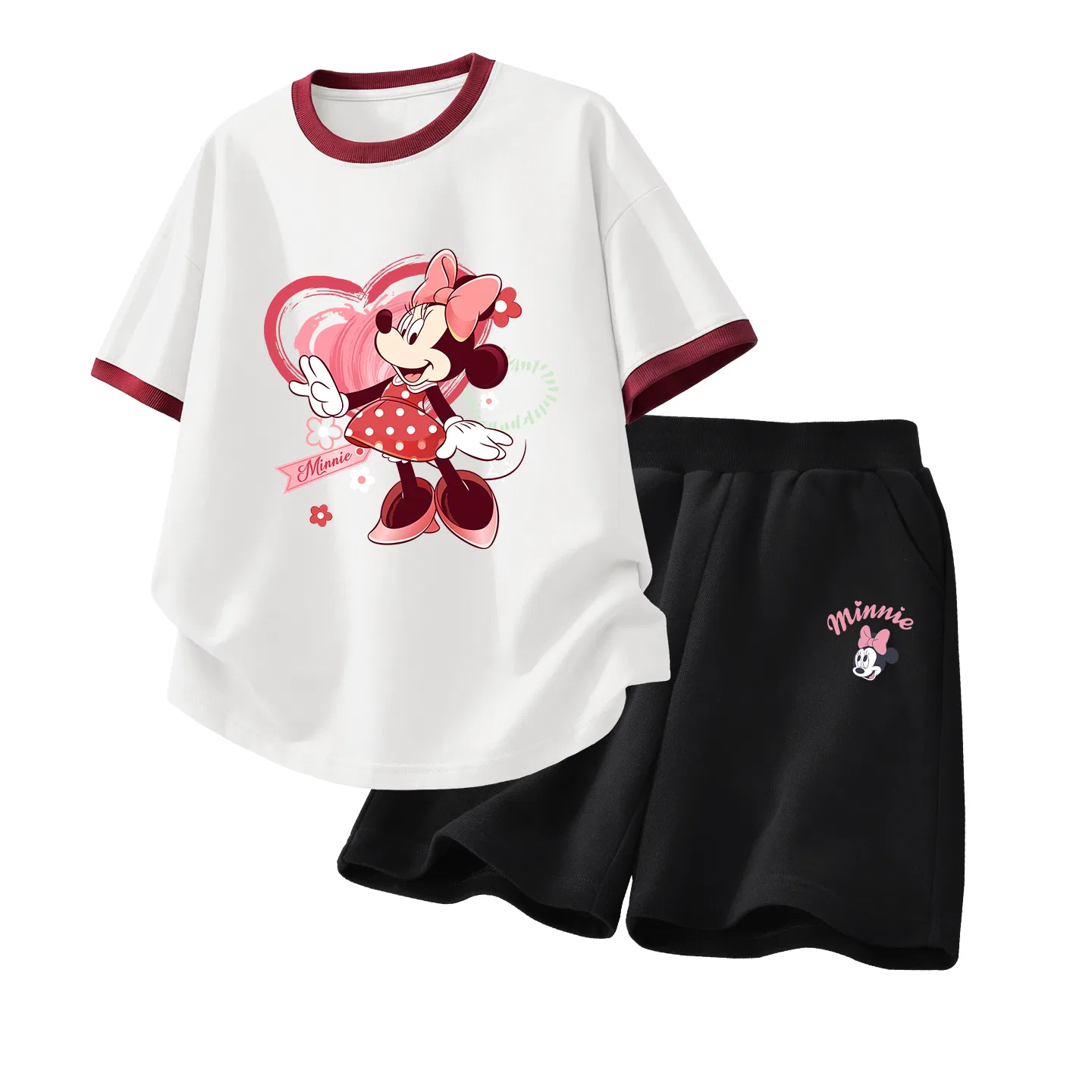 Детский спортивный костюм Casual Sportswear 2 Piece Set Disney, Di Xin Blossom Pomegranate Red+Di Eye K Black