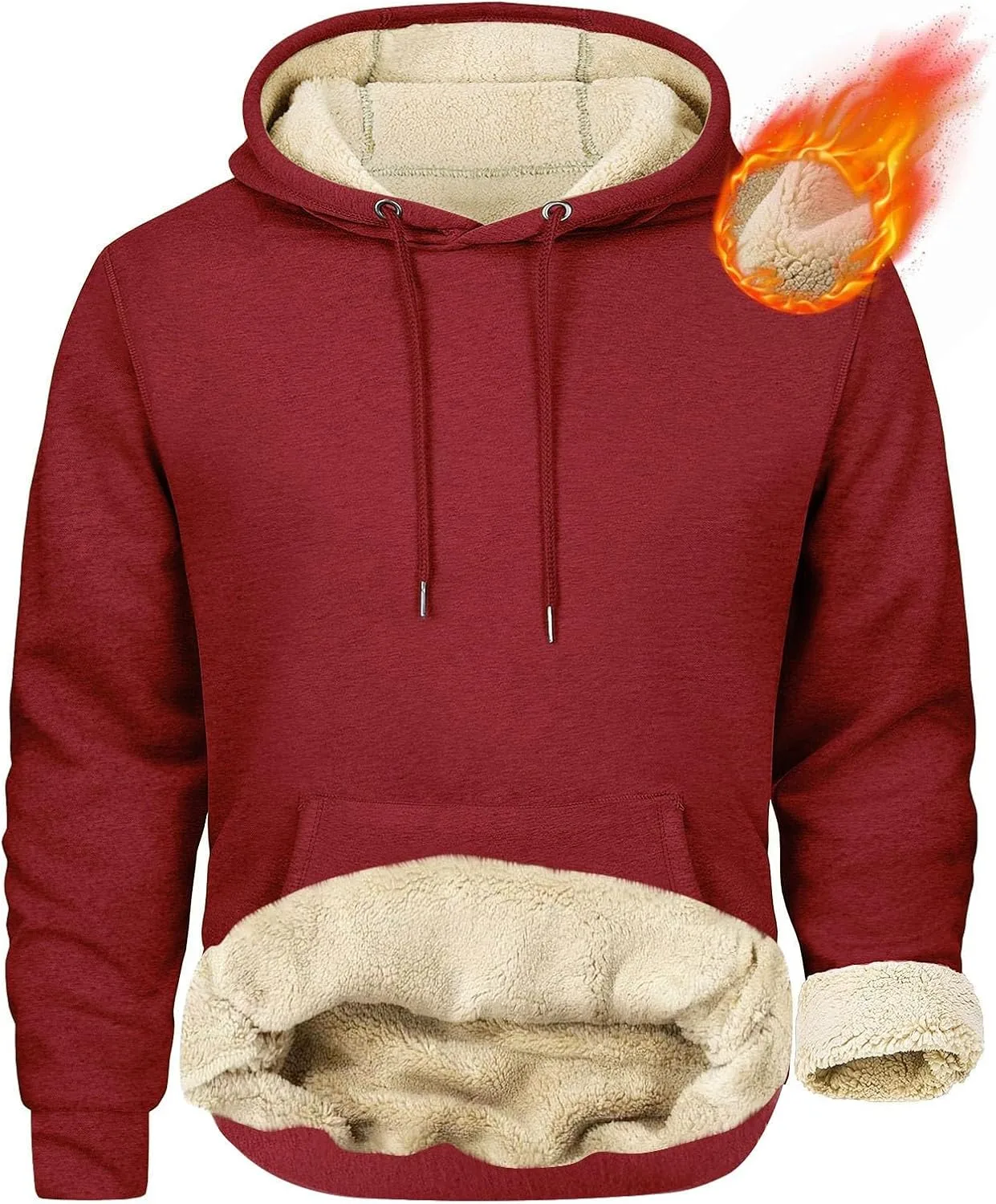 Мужская толстовка с капюшоном Sherpa Fleece, утепленная для зимы — фото 2
