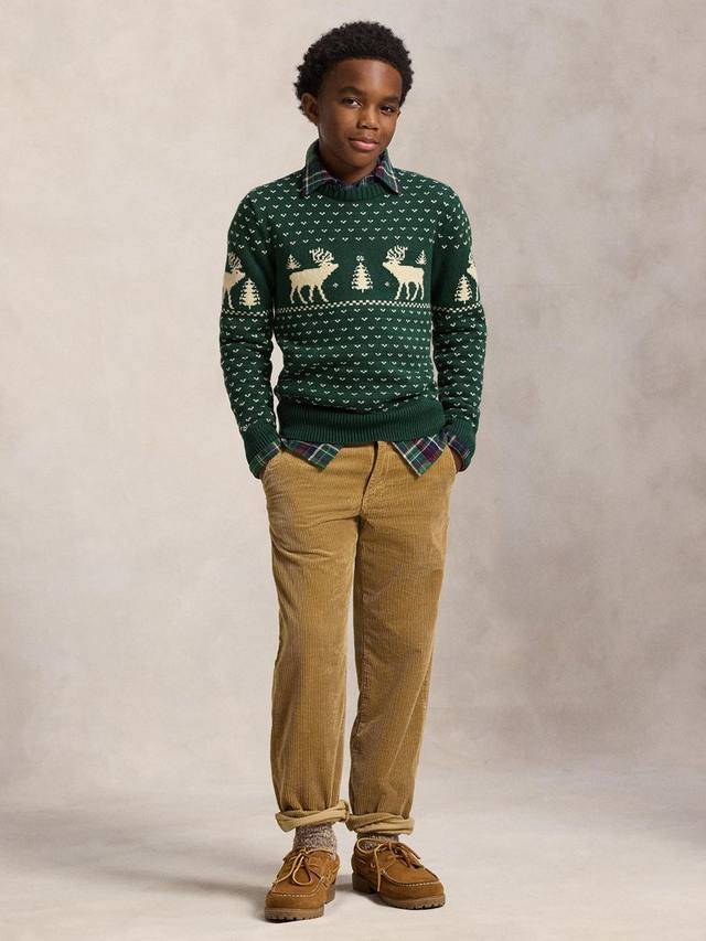 Детский рождественский свитер Fair Isle из шерстяной смеси Ralph Lauren, Green Combo — фото 3