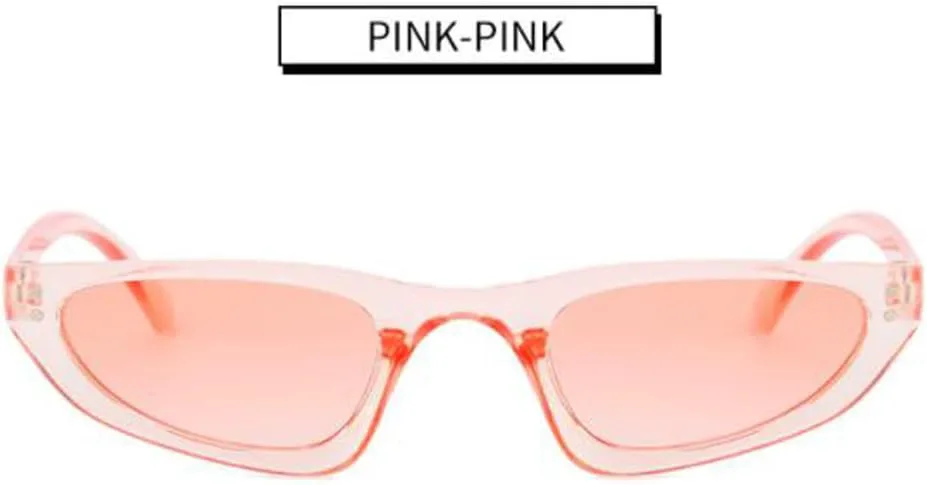 

Солнцезащитные очки в тонкой оправе с рисунком «рисовый ноготь», цветные, для мужчин и женщин, с защитой от УФ-излучения (прозрачно-розовые) SLCHJXS, Transparent Pink
