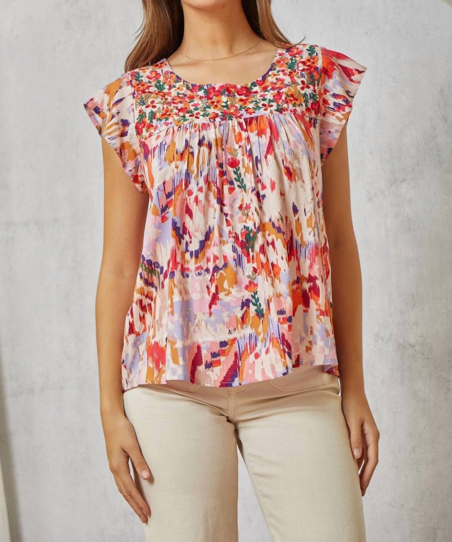 

Топ-бэбидол с вышитым кокеткой Savanna Jane, красный