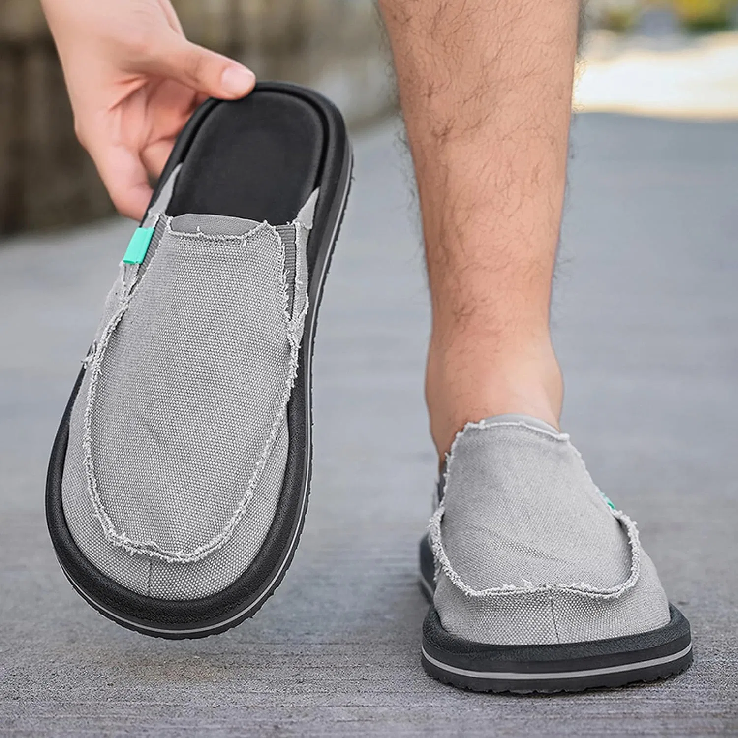 Тапочки мужские повседневные, Slip On Loafers, серый XJITIGER — фото 2