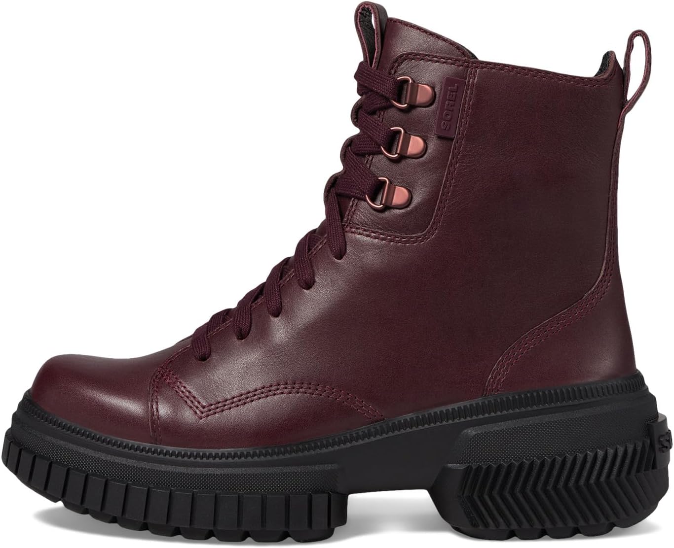 Ботинки женские SOREL ONA AVE Boot Lace кожаные водонепроницаемые, бордовый — фото 4