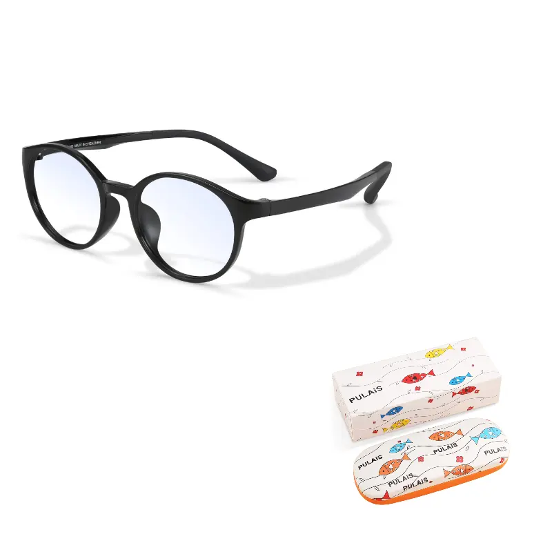 

PULAIS Пластиковая круглая оправа для очков детская, PR20028-B01 Bright Black