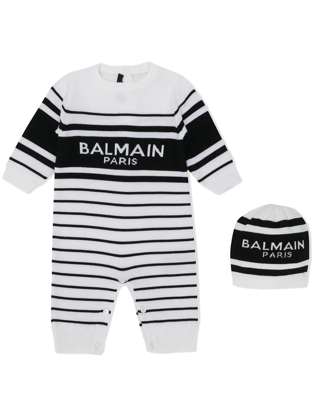 

Комплект из комбинезона и шапки Balmain Kids, белый