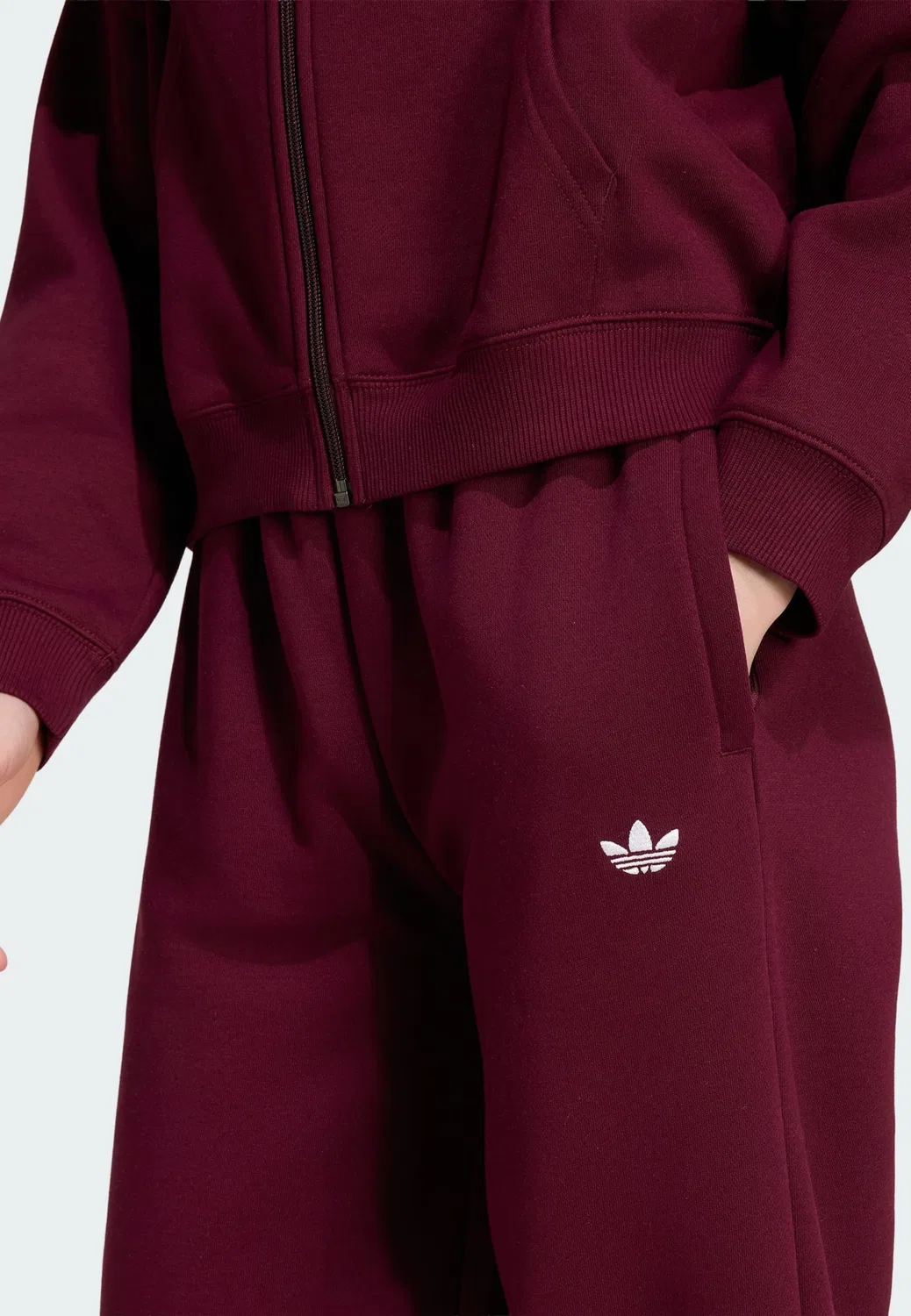 Брюки Adidas Originals с широкими штанинами и логотипом Trefoil бордового цвета — фото 4