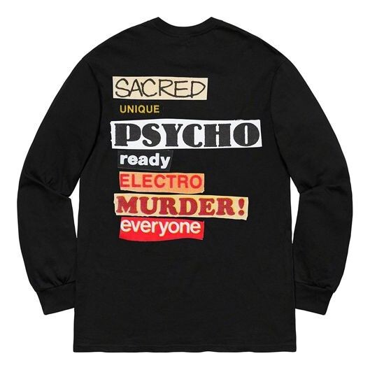 

Футболка ss20 week 1 sacred unique l/s back alphabet long sleeves black Supreme, черный