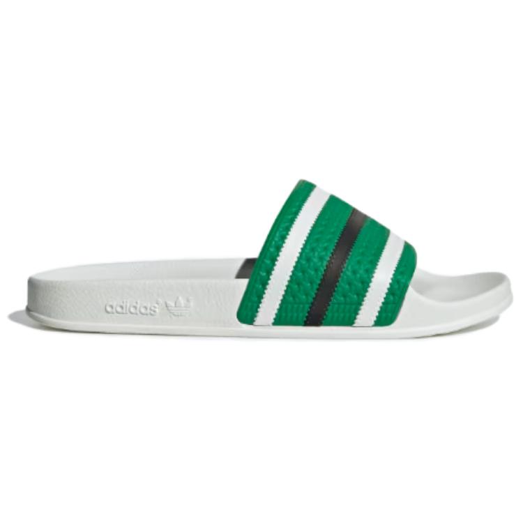 Adidas Адилетт слайды 'Грин Уайт' — зеленый белый черный, цвет Green White Black — фото 3