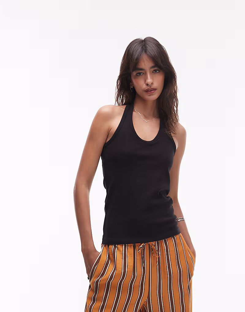 

Трикотажный топ из хлопка с высоким содержанием хлопка, черный цвет Arket