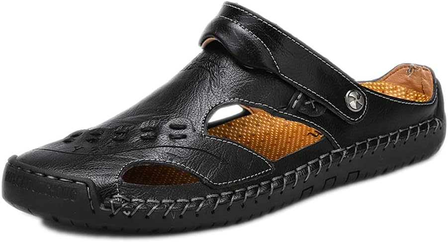 

Мужские летние сандалии MATERUIEYES, кожаная дышащая повседневная обувь большого размера, черный