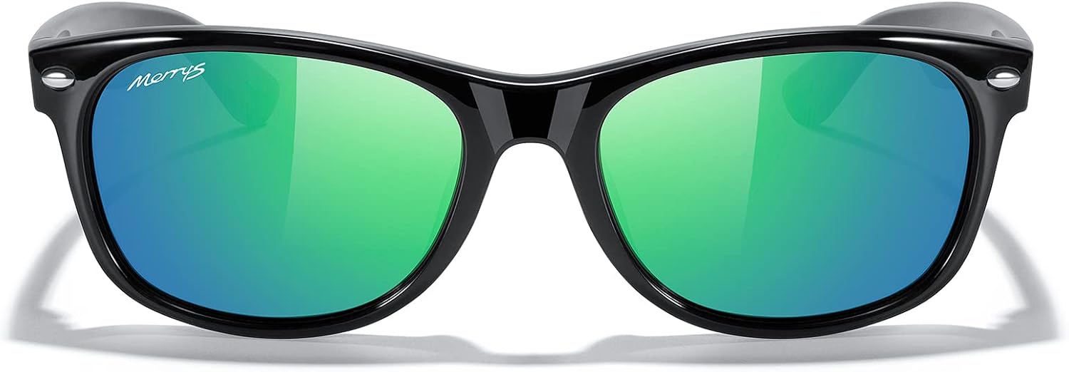

Солнцезащитные очки MERRY'S Polarized Unisex Shades для мужчин и женщин, винтажные поляризованные солнцезащитные очки с зеркальными линзами, Black Frame/Green Mirror Lens