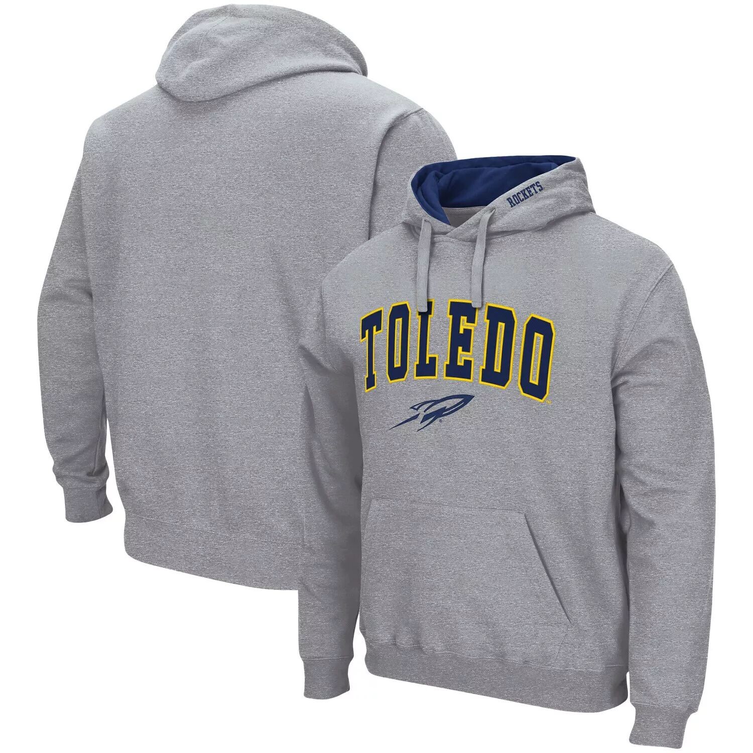 

Мужской серый пуловер с капюшоном Toledo Rockets Arch и Logo Colosseum