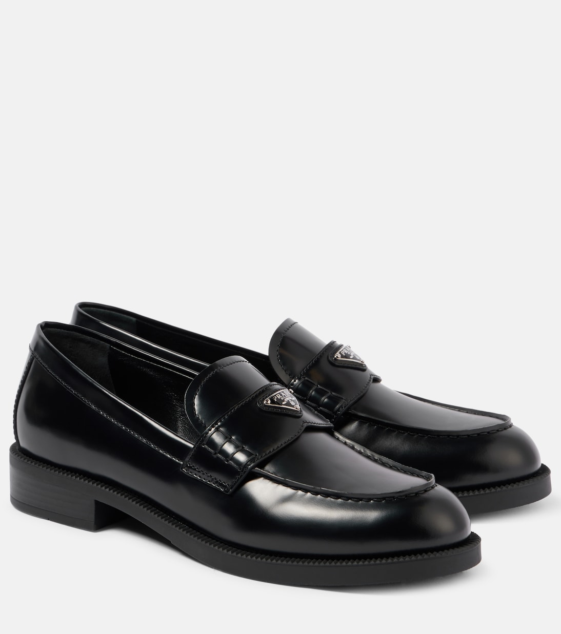 Кожаные лоферы с логотипом Prada, черный