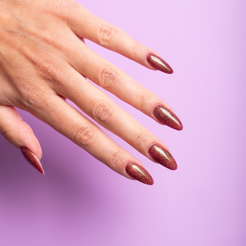 Уф-Лак для ногтей с гибридным эффектом Galaxy Flash, полимеризуется под УФ/светодиодной лампой Semilac, atspalvis 824 digital red 7 мл — фото 3