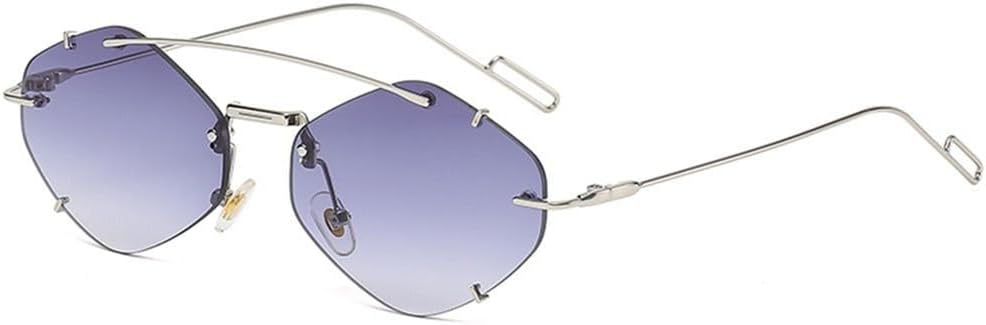 

Модные солнцезащитные очки с шестиугольной оправой и защитой от УФ-излучения UV400, в стиле ретро, ​​без оправы, для пляжа, путешествий и повседневной носки KTUCN, Gradient Gray