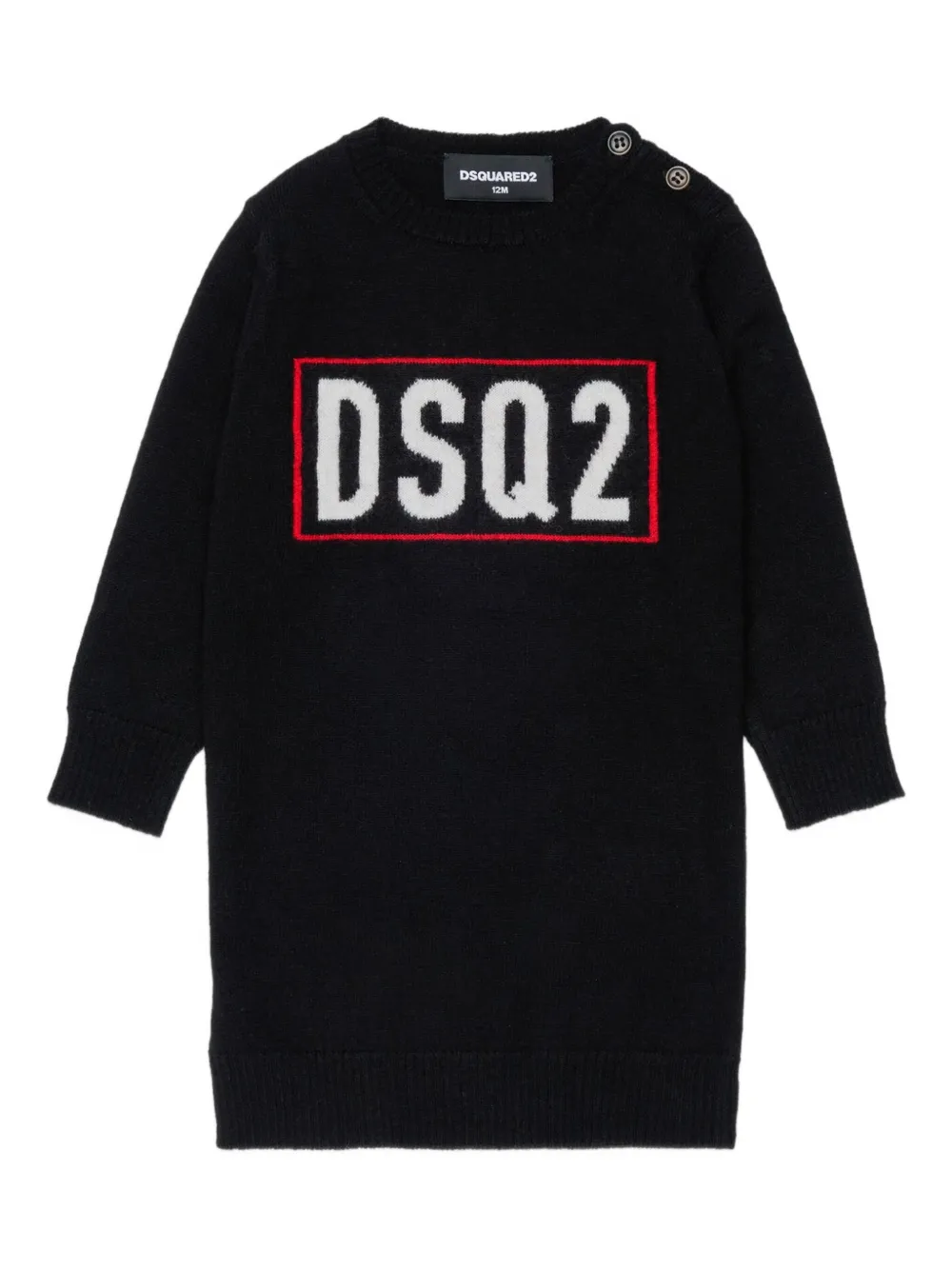 

Платье с застежкой на пуговицы и круглым вырезом Dsquared2 Kids, черный