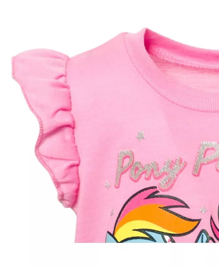 Комплект из футболки с короткими рукавами и велосипедок для девочек Little Girls My Pony My Little Pony, розовый — фото 4