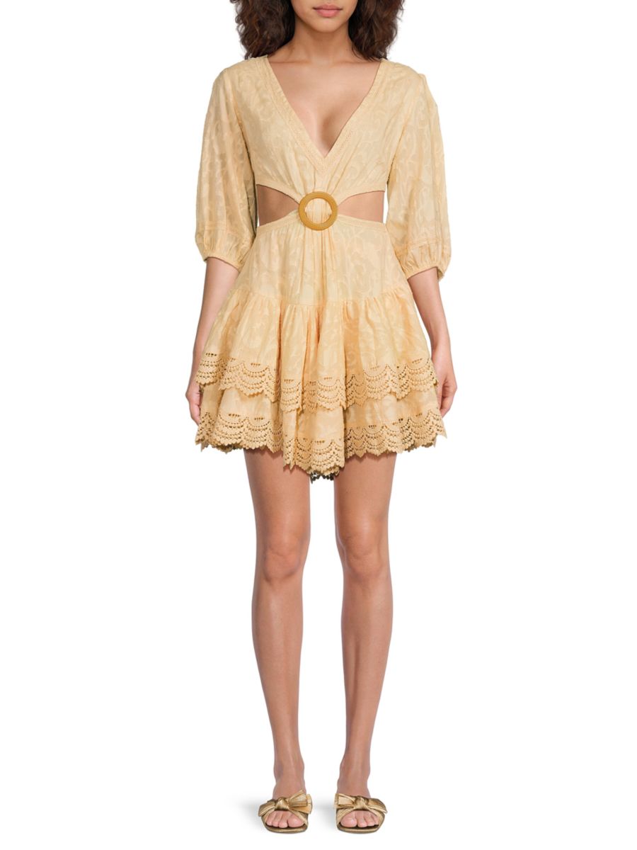 

Мини-платье из хлопка с вырезами La Moda Clothing, цвет Peach
