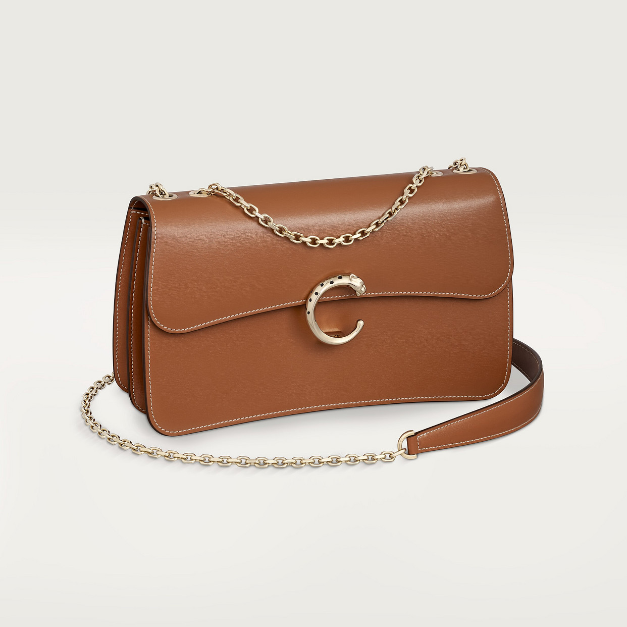 

Женская сумка через плечо Cartier Sac chaine petit modèle, Panthère C de Cartier, телячья кожа карамельного цвета