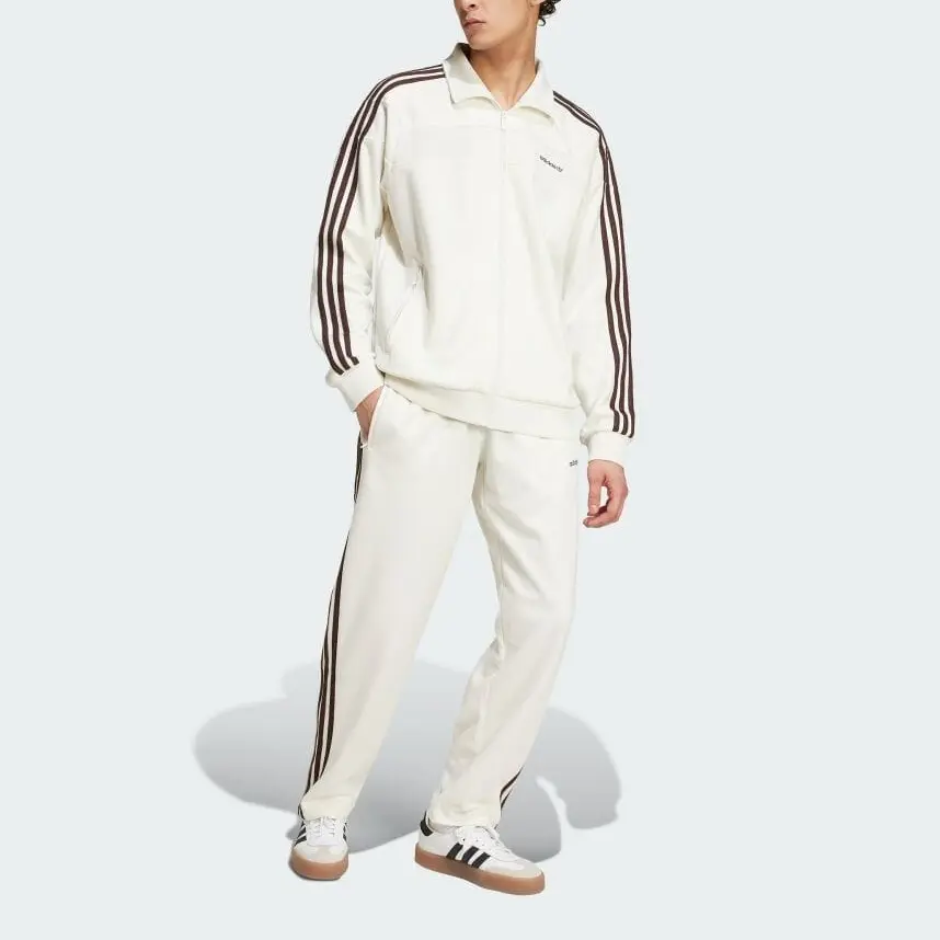 Adidas Originals Винтажная куртка с тиснением и тремя полосками, Ecru — фото 4