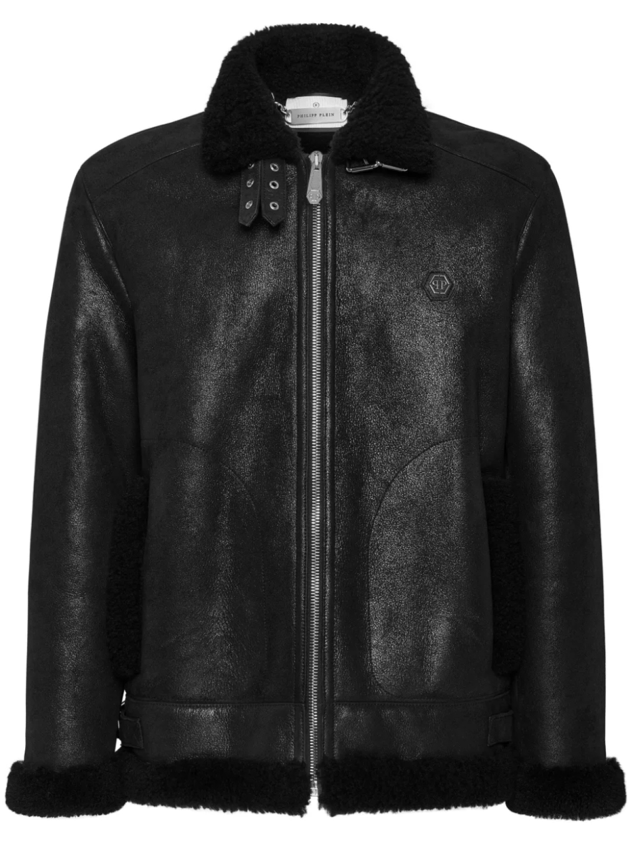

Philipp Plein байкерская куртка из овчины, черный