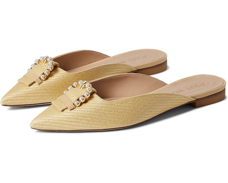

Балетки Stuart Weitzman Pearl Buckle Mule, цвет Wheat