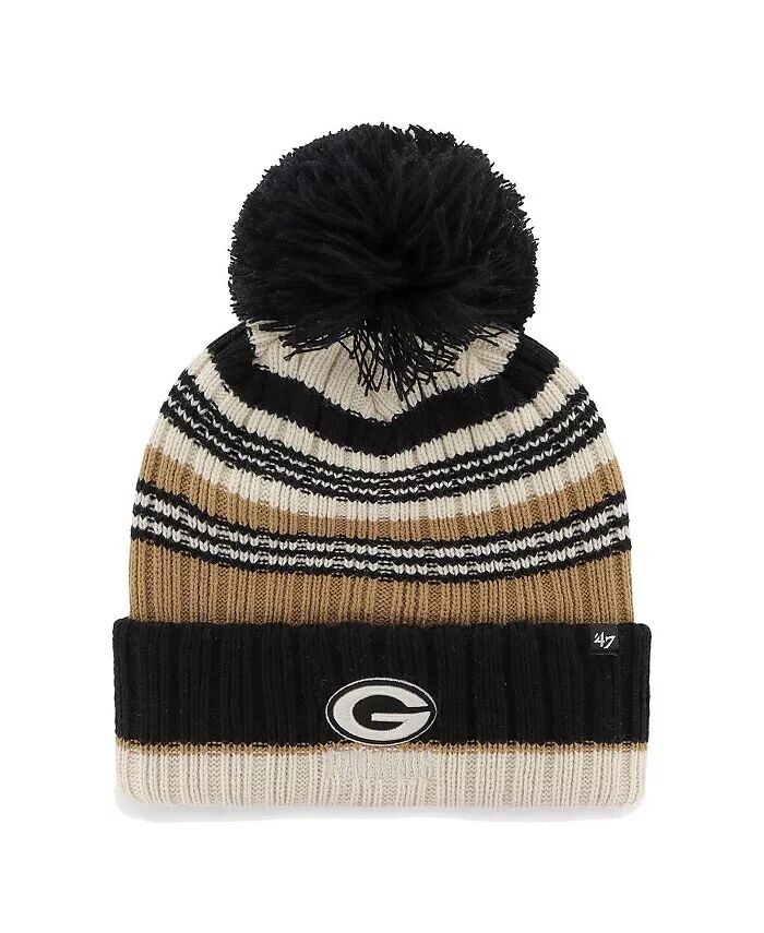 

Женская натуральная вязаная шапка Green Bay Packers Barista с манжетами и помпоном '47 Brand